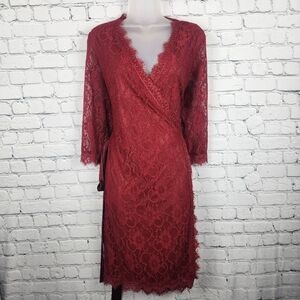 NWT Grapent Size 12 Burgundy Lace Wrap Dress